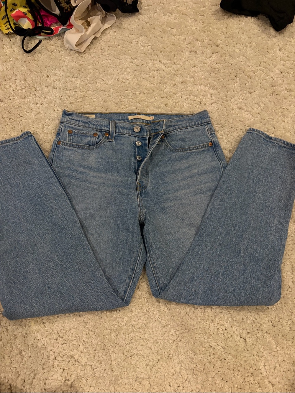Levi's Straight-Leg Mid Blue Jeans with Button Fly